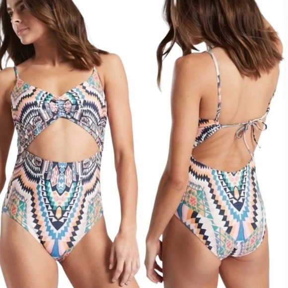 Athleta desert print high waisted cutout swim suit small petite - Picture 1 of 5